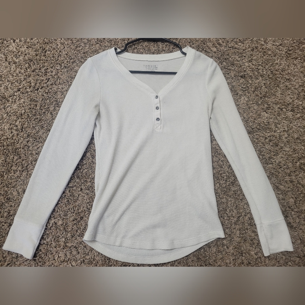 Women's waffle pattern long sleeve